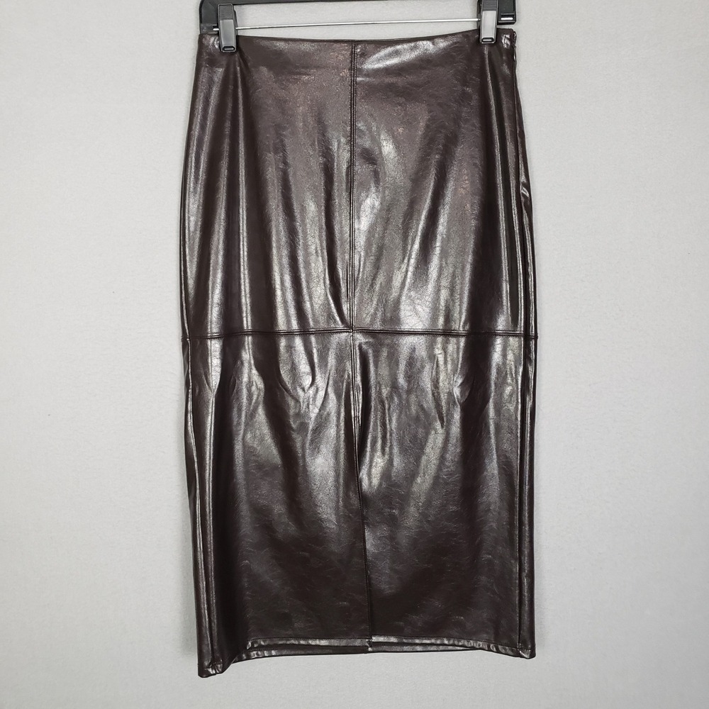 A New Day Size 4 Faux Leather Maxi Skirt Dark Brown Avant Garde Steampunk Baddie